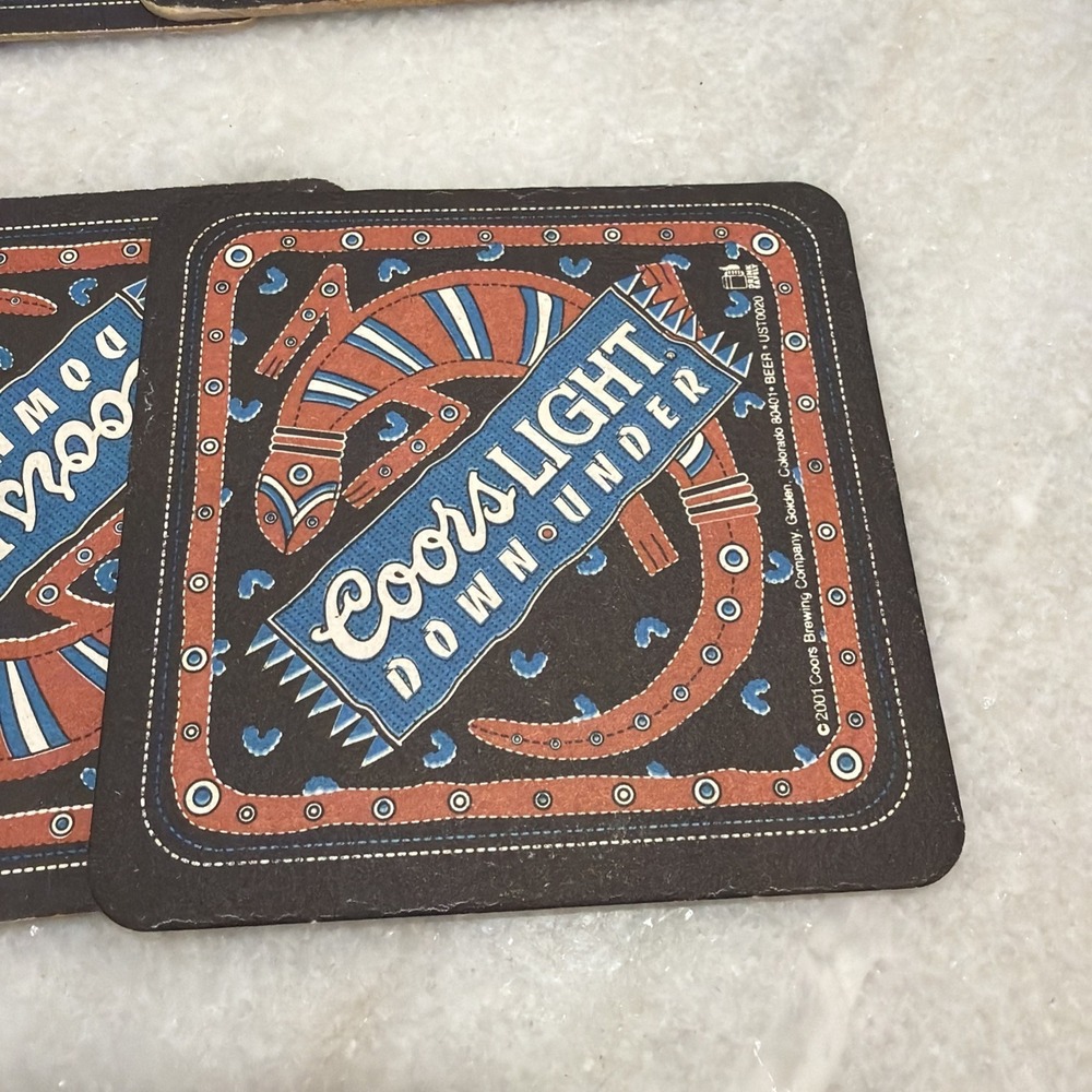 Coors Light Down Under Beer Coasters Cardboard- Set Of 10 Vintage 2 Sided